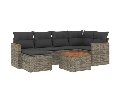 7-Daļīgs Dārza Dīvāna Komplekts, Matrači, Pelēka Pe Rotangpalma Vidaxl