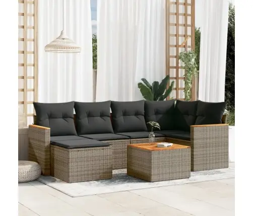 7-Daļīgs Dārza Dīvāna Komplekts, Matrači, Pelēka Pe Rotangpalma Vidaxl