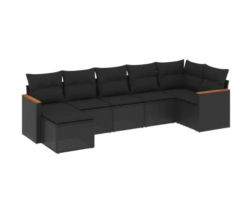 7-Daļīgs Dārza Dīvāna Komplekts Ar Matračiem, Melna Pe Vidaxl