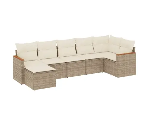 7-Daļīgs Dārza Dīvāna Komplekts, Matrači, Bēša Pe Rotangpalma Vidaxl