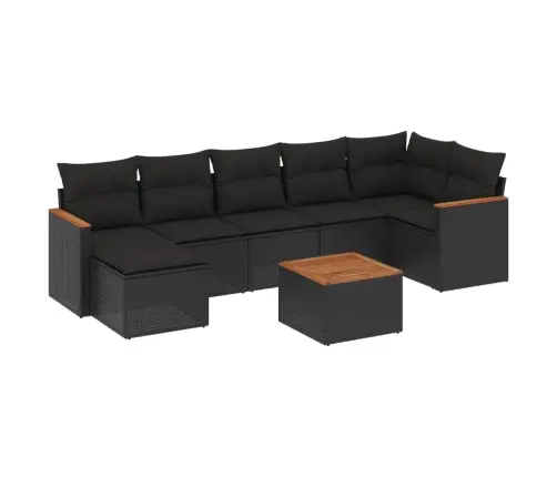 8-Daļīgs Dārza Dīvāna Komplekts, Matrači, Melna Pe Rotangpalma Vidaxl