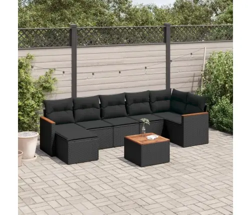 8-Daļīgs Dārza Dīvāna Komplekts, Matrači, Melna Pe Rotangpalma Vidaxl