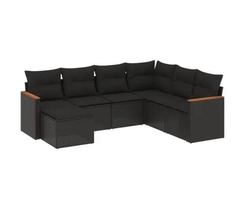 7-Daļīgs Dārza Dīvāna Komplekts Ar Matračiem, Melna Pe Vidaxl