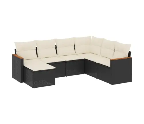 7-Daļīgs Dārza Dīvāna Komplekts Ar Matračiem, Melna Pe Vidaxl