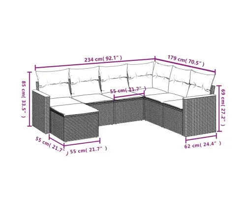 7-Daļīgs Dārza Dīvāna Komplekts Ar Matračiem, Melna Pe Vidaxl