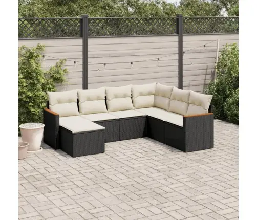 7-Daļīgs Dārza Dīvāna Komplekts Ar Matračiem, Melna Pe Vidaxl