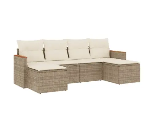 6-Daļīgs Dārza Dīvāna Komplekts, Matrači, Bēša Pe Rotangpalma Vidaxl