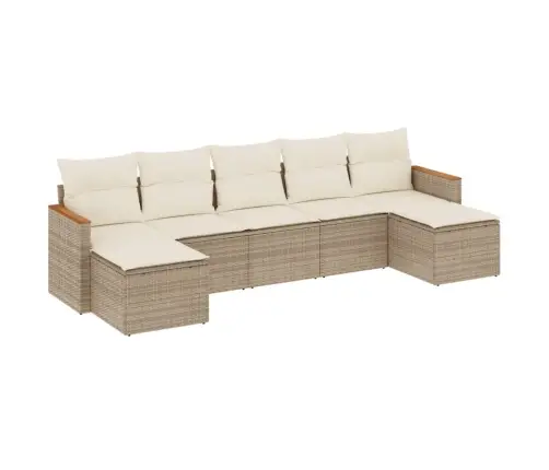 Sofos Komplektas Su Pagalvėlėmis, 7 Dalių, Smėlio, Poliratanas