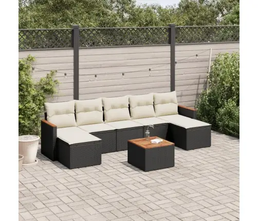 Sofos Komplektas Su Pagalvėlėmis, 8 Dalių, Juodas, Poliratanas