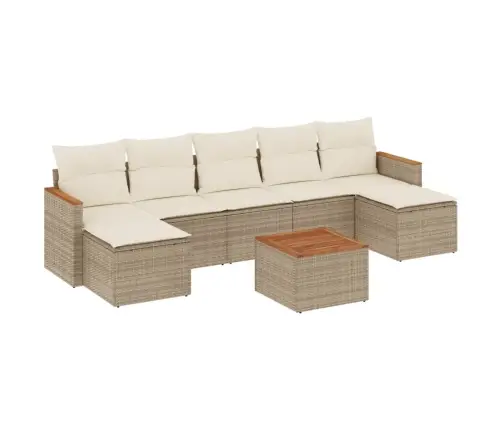 8-Daļīgs Dārza Dīvāna Komplekts, Matrači, Bēša Pe Rotangpalma Vidaxl