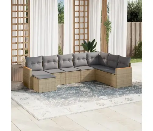 8-Osaline Aiadiivani Komplekt Patjadega, Beež, Polürotang