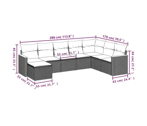 8-Daļīgs Dārza Dīvāna Komplekts Ar Matračiem, Pelēks Pe Pinums Vidaxl