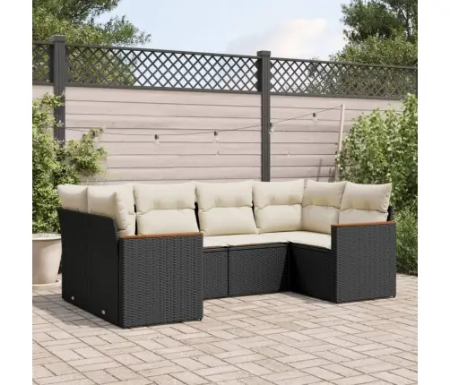 6-Daļīgs Dārza Dīvāna Komplekts, Matrači, Melna Pe Rotanpalma Vidaxl