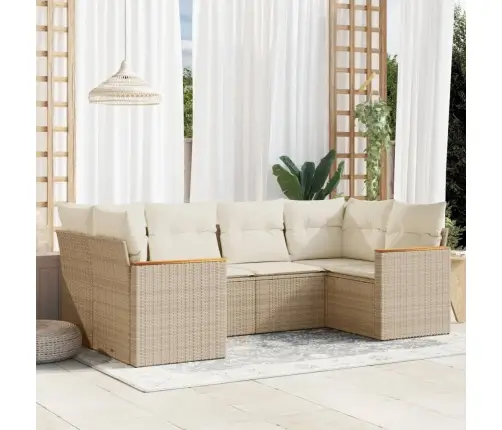 Sofos Komplektas Su Pagalvėlėmis, 6 Dalių, Smėlio, Poliratanas