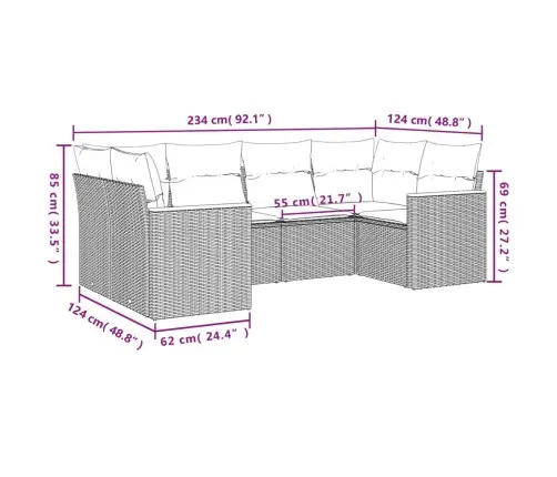 6-Daļīgs Dārza Dīvāna Komplekts, Matrači, Bēša Pe Rotangpalma Vidaxl