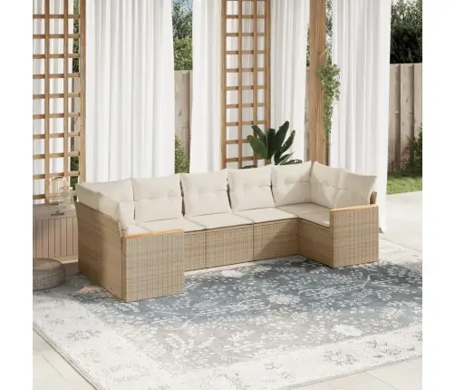 7-Daļīgs Dārza Dīvāna Komplekts, Matrači, Bēša Pe Rotangpalma Vidaxl