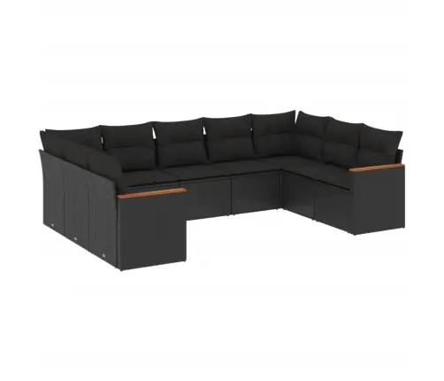 9-Daļīgs Dārza Dīvāna Komplekts, Matrači, Melna Pe Rotangpalma Vidaxl