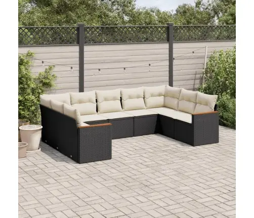 9-Daļīgs Dārza Dīvāna Komplekts, Matrači, Melna Pe Rotangpalma Vidaxl