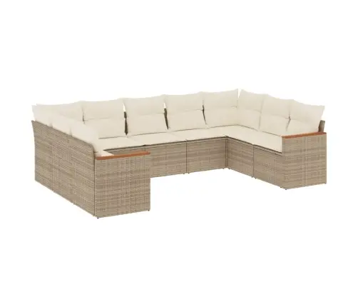 Sodo Komplektas Su Pagalvėlėmis, 9 Dalių, Smėlio, Poliratanas