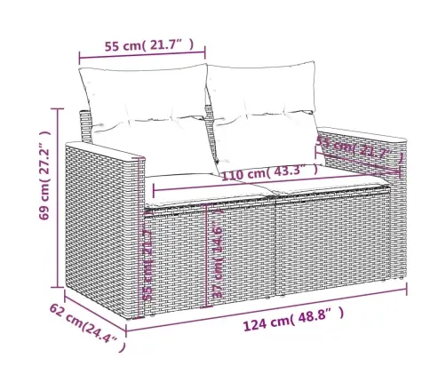 9-Daļīgs Dārza Dīvāna Komplekts, Matrači, Bēša Pe Rotangpalma Vidaxl