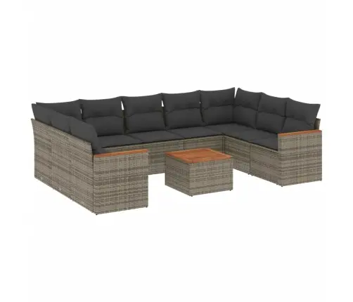 Sodo Komplektas Su Pagalvėlėmis, 10 Dalių, Pilkas, Poliratanas