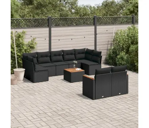 10-Daļīgs Dārza Dīvāna Komplekts, Matrači, Melna Pe Rotangpalma Vidaxl