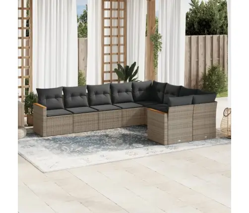 Sofos Komplektas Su Pagalvėlėmis, 9 Dalių, Pilkas, Poliratanas