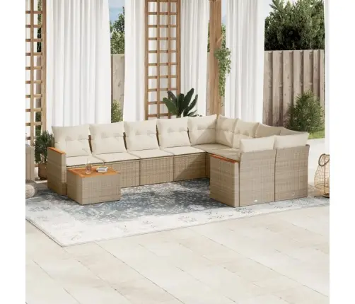 10-Osaline Aiadiivani Komplekt Patjadega, Beež, Polürotang