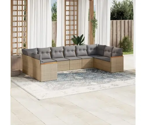 10-Osaline Aiadiivani Komplekt Patjadega, Beež, Polürotang