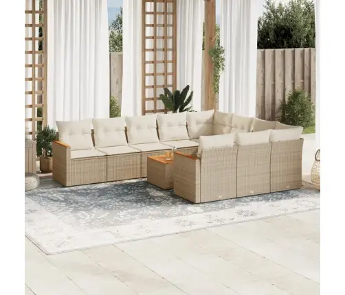 Sodo Komplektas Su Pagalvėlėmis, 11 Dalių, Smėlio, Poliratanas