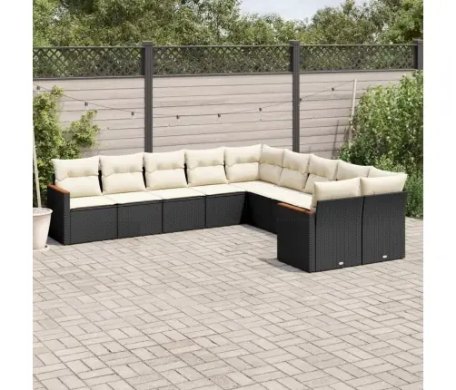 Sodo Komplektas Su Pagalvėlėmis, 10 Dalių, Juodas, Poliratanas