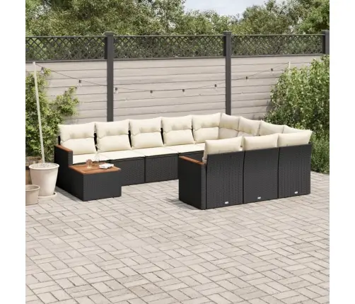 11-Daļīgs Dārza Dīvāna Komplekts, Matrači, Melna Pe Rotangpalma Vidaxl