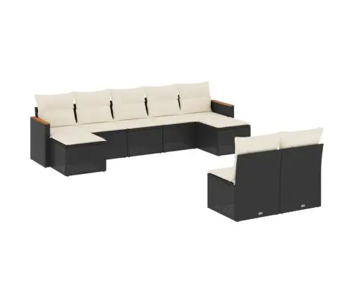 9-Daļīgs Dārza Dīvāna Komplekts, Matrači, Melna Pe Rotangpalma Vidaxl