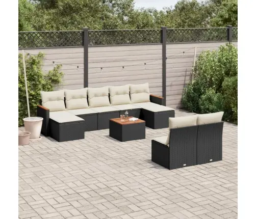 10-Daļīgs Dārza Dīvāna Komplekts, Matrači, Melna Pe Rotangpalma Vidaxl