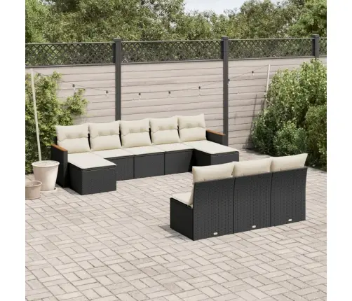 Sodo Komplektas Su Pagalvėlėmis, 10 Dalių, Juodas, Poliratanas