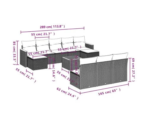 11-Osaline Aiadiivani Komplekt Patjadega, Must, Polürotang