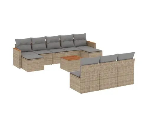 11-Daļīgs Dārza Dīvāna Komplekts Ar Matračiem,Pe Rotangpalma Vidaxl