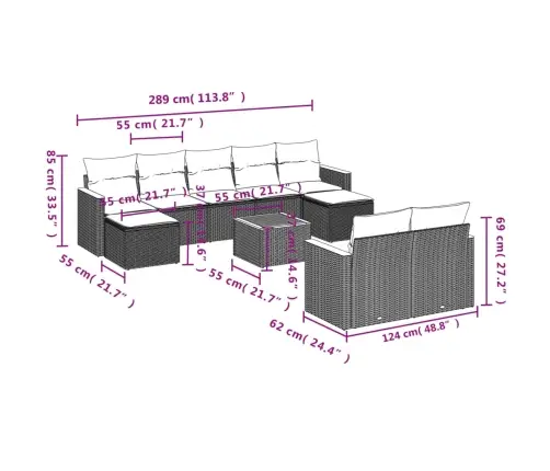 10-Osaline Aiadiivani Komplekt Patjadega, Beež, Polürotang