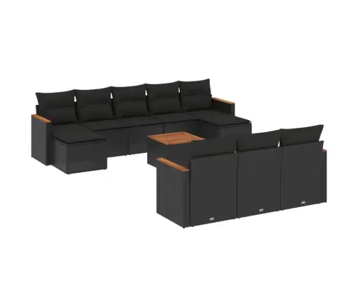 Sodo Komplektas Su Pagalvėlėmis, 11 Dalių, Juodas, Poliratanas