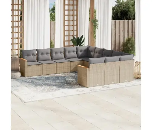 11-Daļīgs Dārza Dīvāna Komplekts Ar Matračiem,Pe Rotangpalma Vidaxl