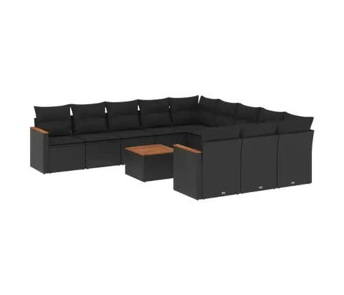 12-Daļīgs Dārza Dīvānu Komplekts, Matrači, Melna Pe Rotangpalma Vidaxl