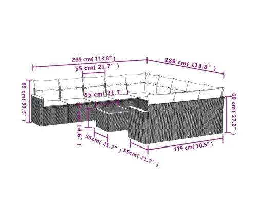 12-Osaline Aiadiivani Komplekt Patjadega, Beež, Polürotang