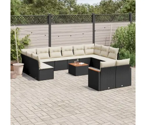 13-Osaline Aiadiivani Komplekt Patjadega, Must, Polürotang