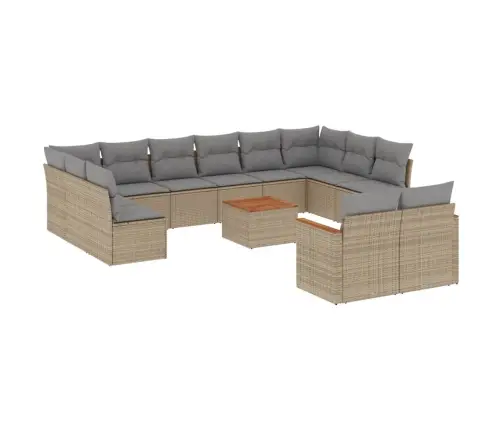 Sofos Komplektas Su Pagalvėlėmis, 13 Dalių, Smėlio, Poliratanas