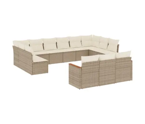 13-Daļīgs Dārza Dīvāna Komplekts, Matrači, Bēša Pe Rotangpalma Vidaxl