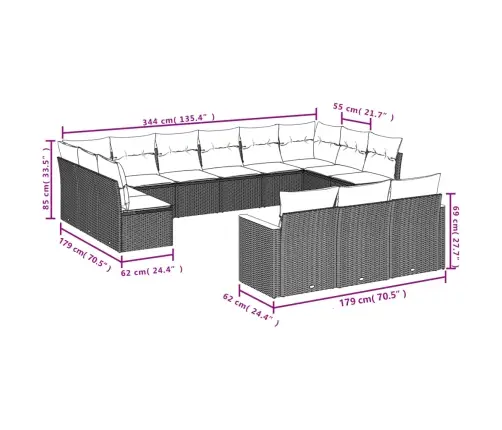 Sodo Komplektas Su Pagalvėlėmis, 13 Dalių, Pilkas, Poliratanas
