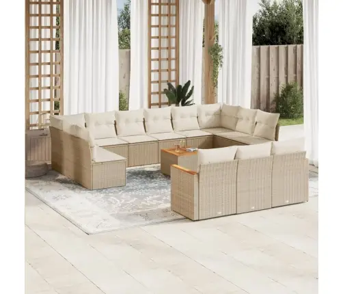 14-Osaline Aiadiivani Komplekt Patjadega, Beež, Polürotang