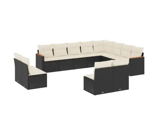 12-Osaline Aiadiivani Komplekt Patjadega, Must, Polürotang