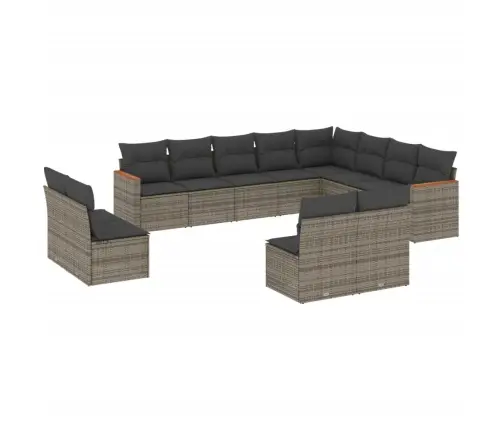 Sodo Komplektas Su Pagalvėlėmis, 12 Dalių, Pilkas, Poliratanas