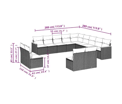 13-Osaline Aiadiivani Komplekt Patjadega, Beež , Polürotang